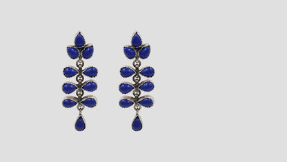 Handcrafted Lapis Stone Silver Dangle Earrings by Sangeeta Boochra