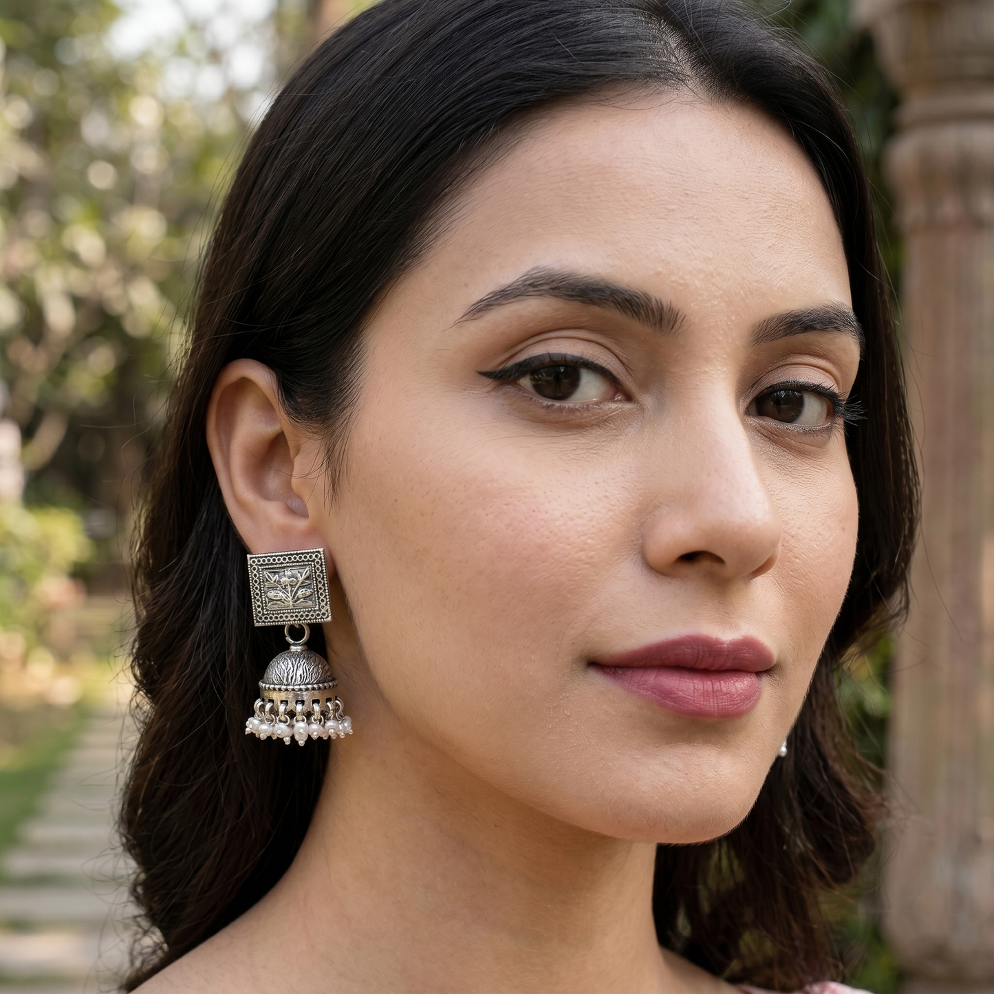 Sangeeta Boochra Artisan Floral Pearl Drop Earrings