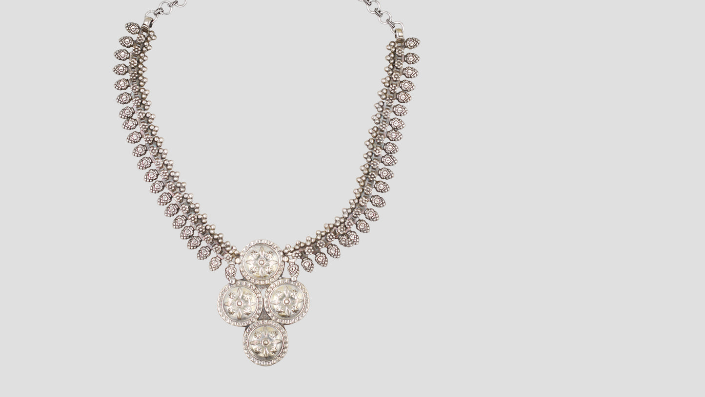 Sangeeta Boochra Oxidised Sterling Silver Traditional Statement Necklace