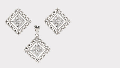 Timeless Sparkle Sterling Silver CZ Earrings and Pendant Combo Set