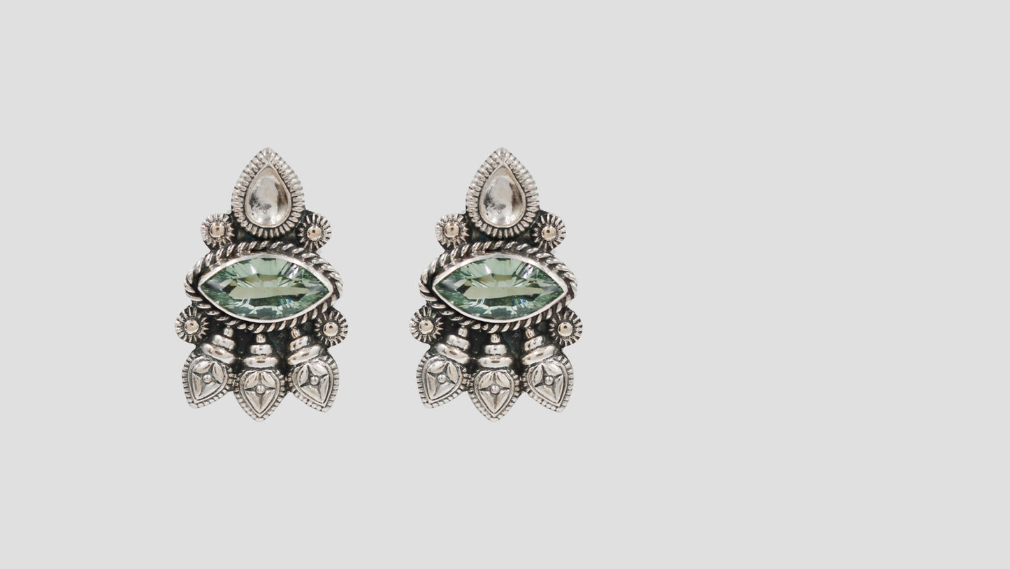 Sangeeta Boochra Artisan Oxidised Silver Statement Stud Earrings