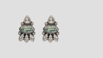 Sangeeta Boochra Artisan Oxidised Silver Statement Stud Earrings