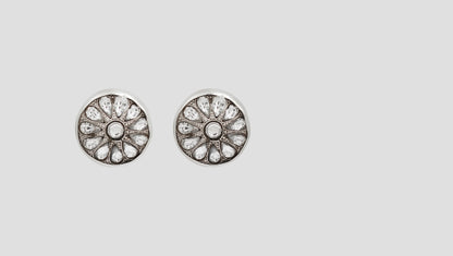 Sangeeta Boochra Handcrafted Silver-Tone Kundan Floral Studs