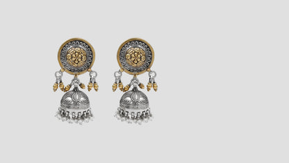 Classic Floral Dual-Tone Jhumka Earrings by Sangeeta Boochra