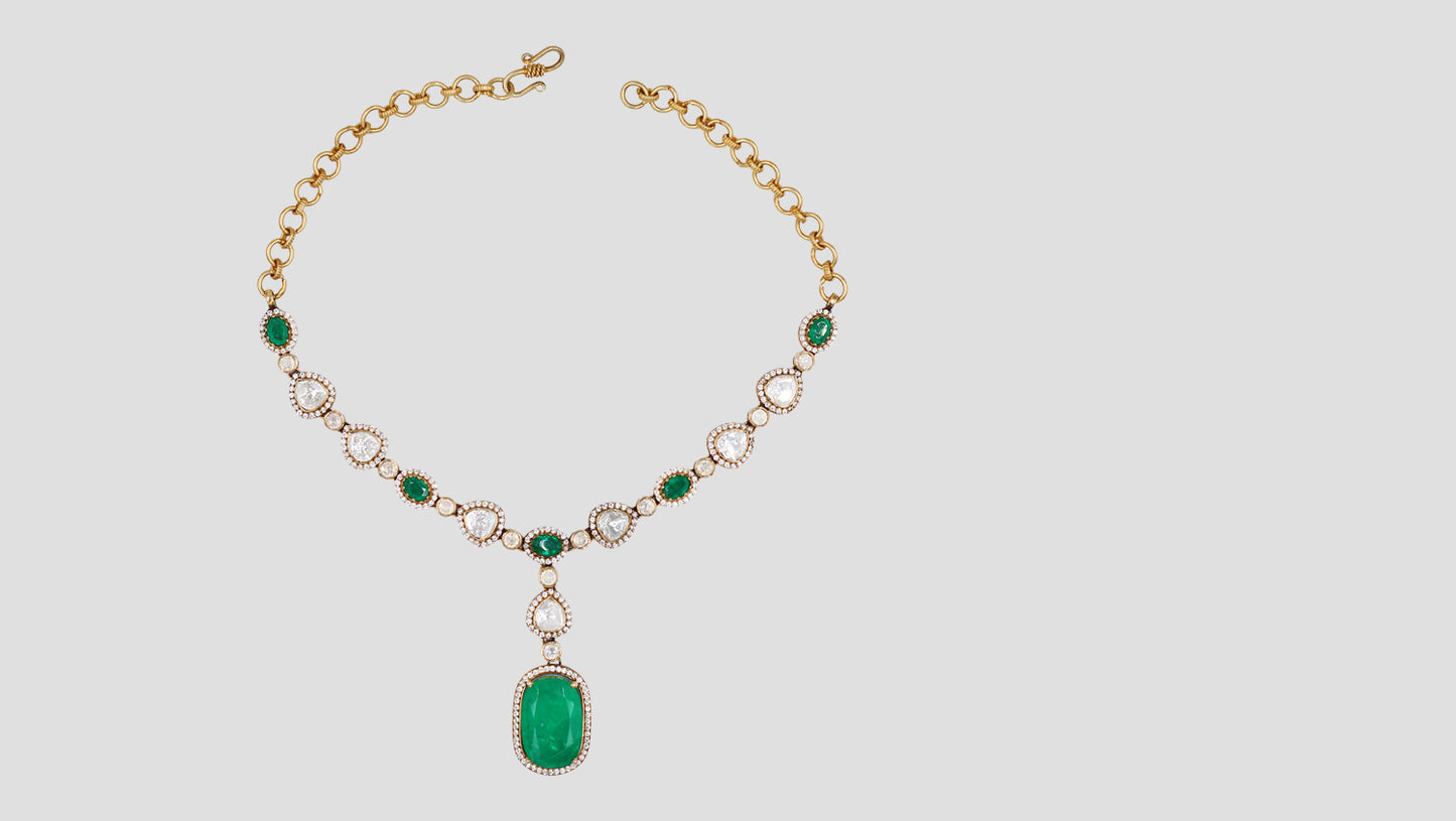 Sangeeta Boochra Imperial Green Elegance Necklace Set
