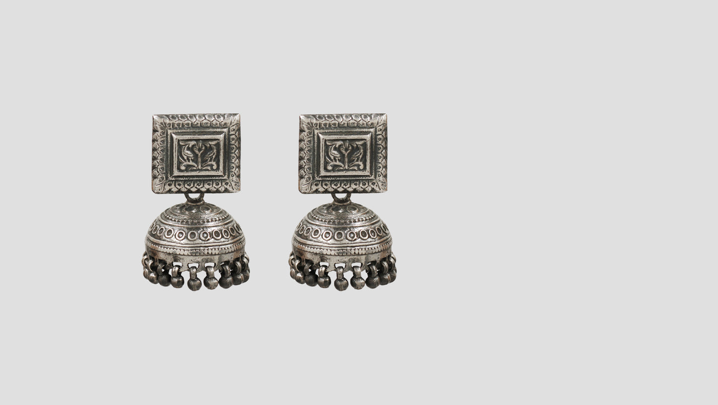 Sangeeta Boochra Handcrafted Oxidised Silver Classic Jhumka Earrings