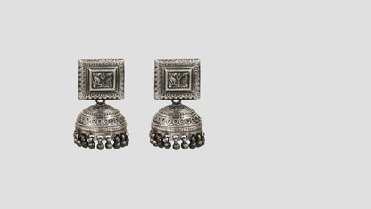 Sangeeta Boochra Handcrafted Oxidised Silver Classic Jhumka Earrings