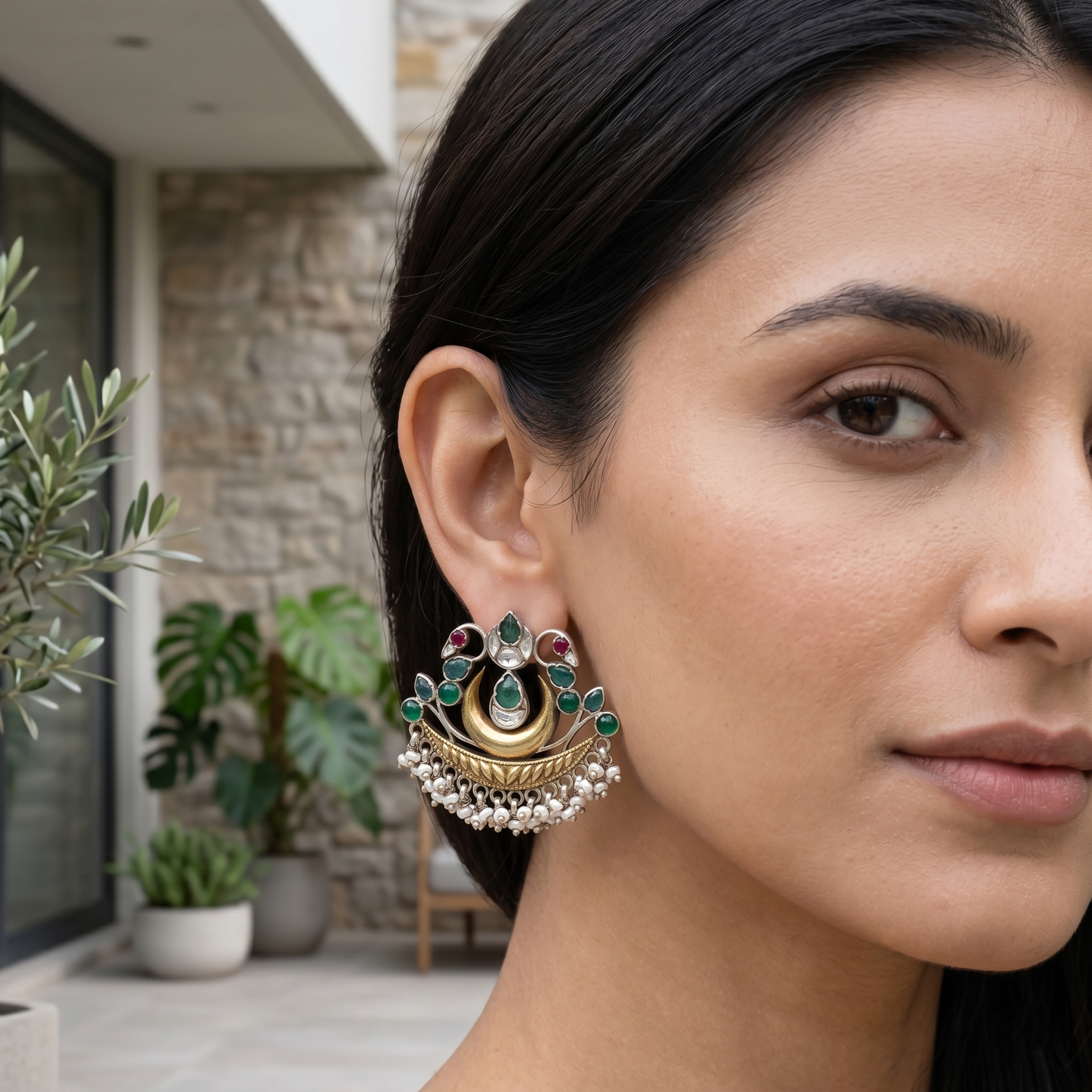 Sangeeta Boochra Royal Dual Tone Tribal Earrings