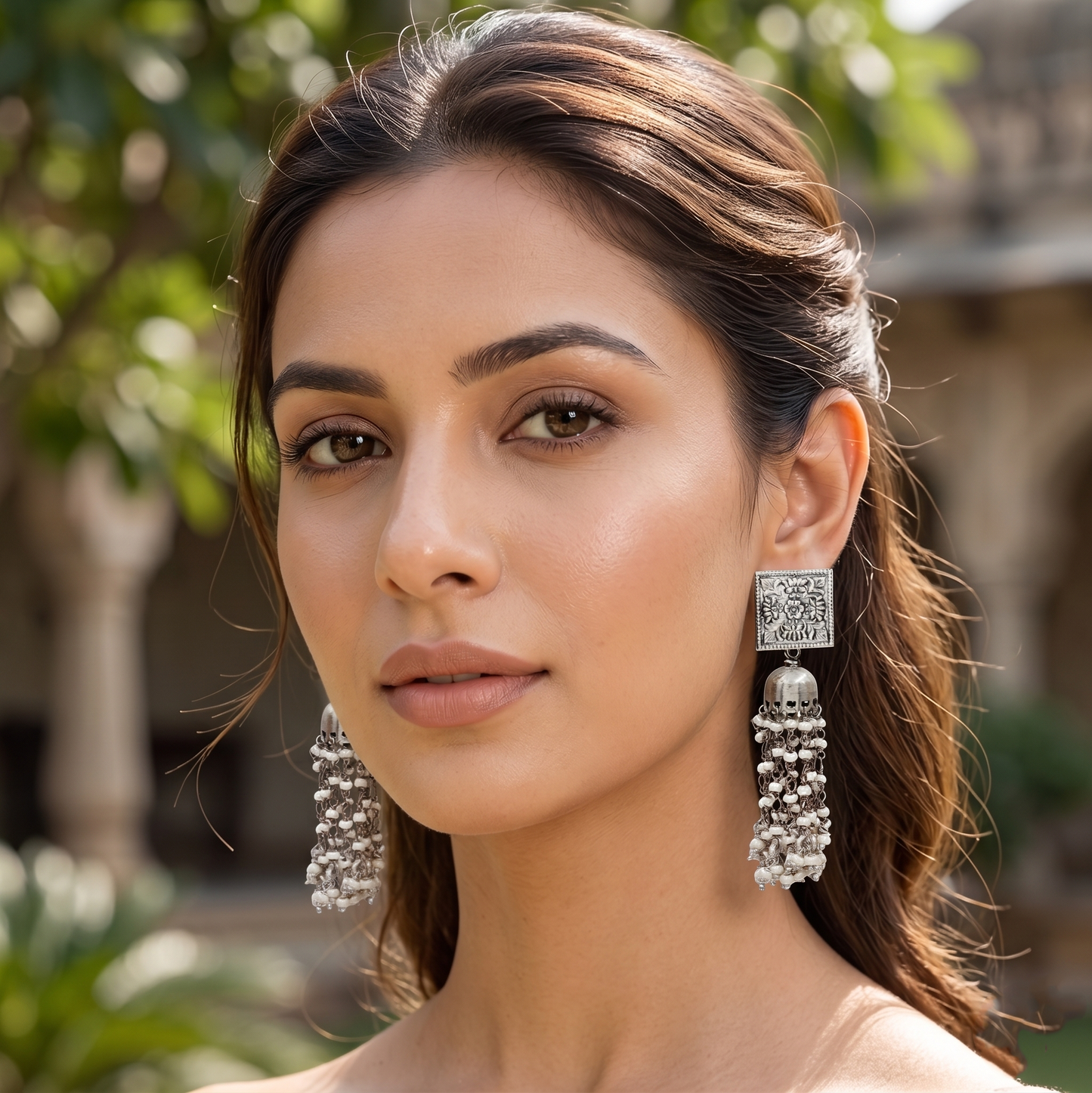Sangeeta Boochra Heritage Tassel Oxidised Silver Earrings