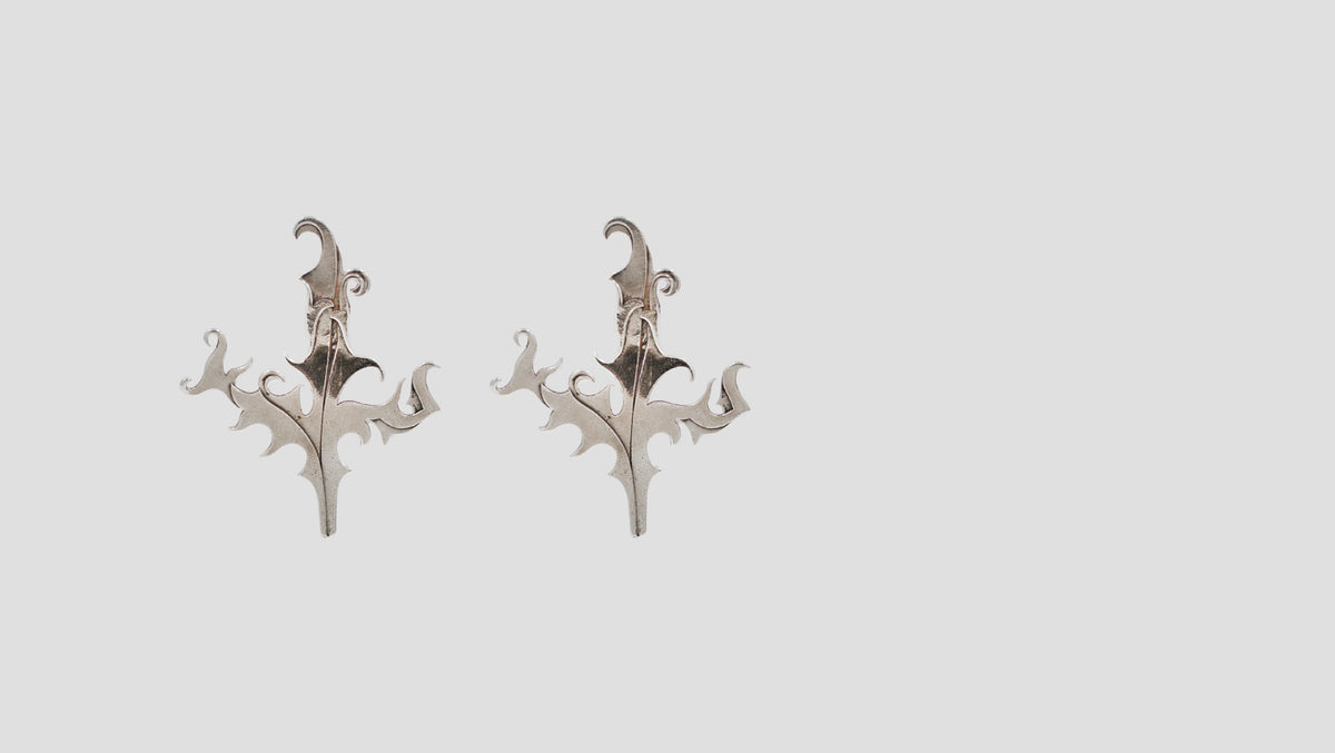 Sangeeta Boochra Handcrafted Oxidised Silver Botanical Statement Earrings