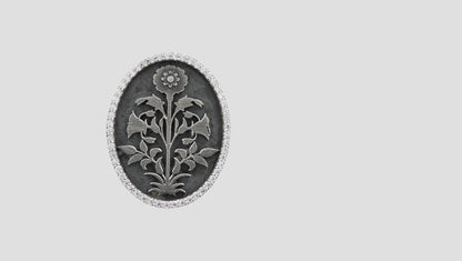 Sangeeta Boochra Heritage Floral Silver Brooch – Oxidised Finish