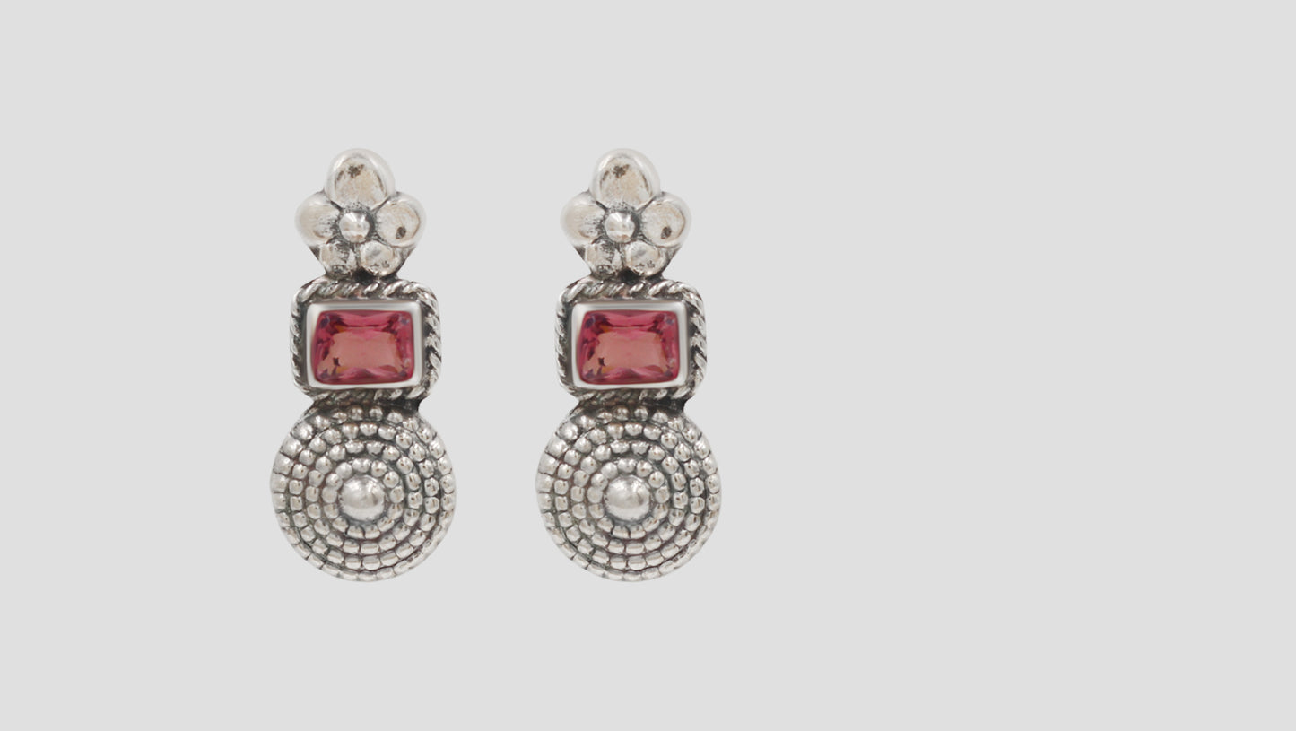 Sangeeta Boochra Handcrafted Floral Motif Oxidised Silver Heritage Earrings