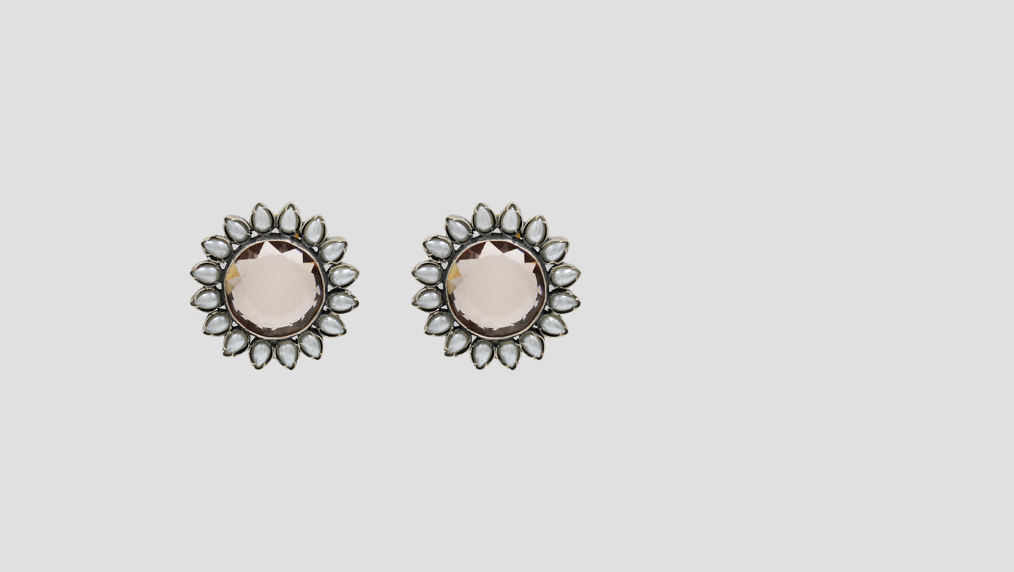 Sangeeta Boochra Vintage Pearl Bloom Silver Studs