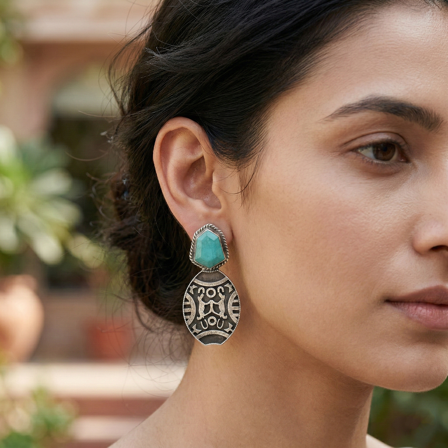 Sangeeta Boochra Handcrafted Oxidised Silver Statement Earrings