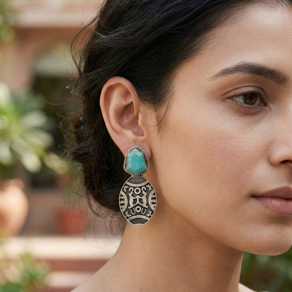 Sangeeta Boochra Handcrafted Oxidised Silver Statement Earrings
