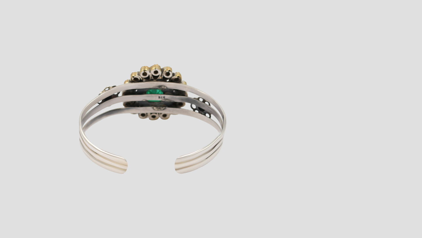 Elegant Green Stone Statement Silver Bracelet – Sangeeta Boochra