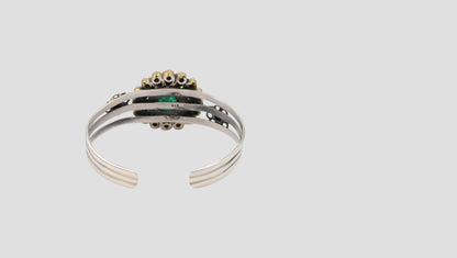 Elegant Green Stone Statement Silver Bracelet – Sangeeta Boochra