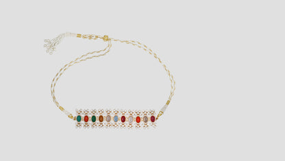 Sangeeta Boochra Gold-Plated Moissanite & Multi-Coloured Stone Choker Set