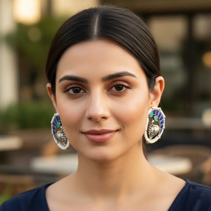 Sangeeta Boochra Signature Lapis Silver Earrings