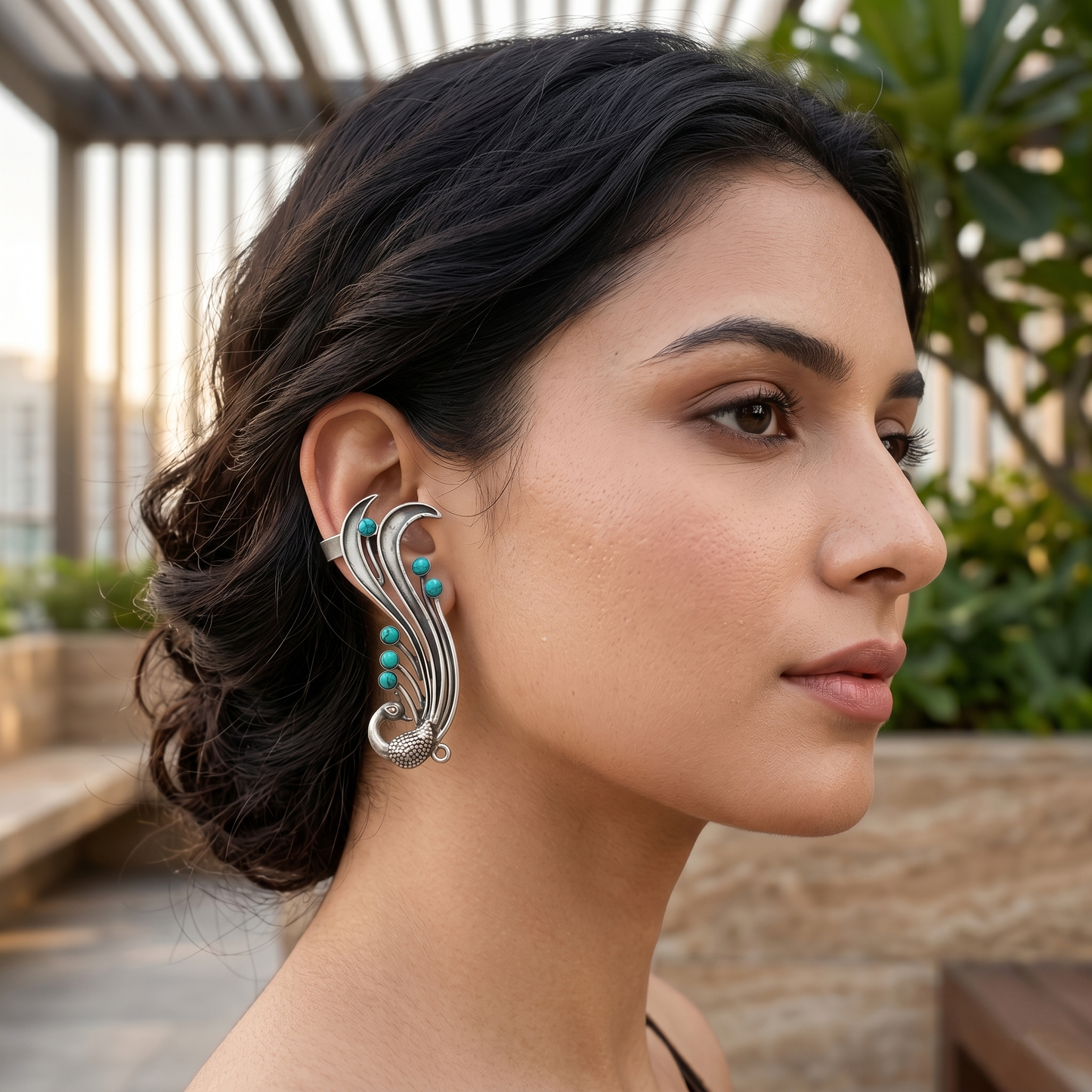 Sangeeta Boochra Turquoise Accent Silver Earrings