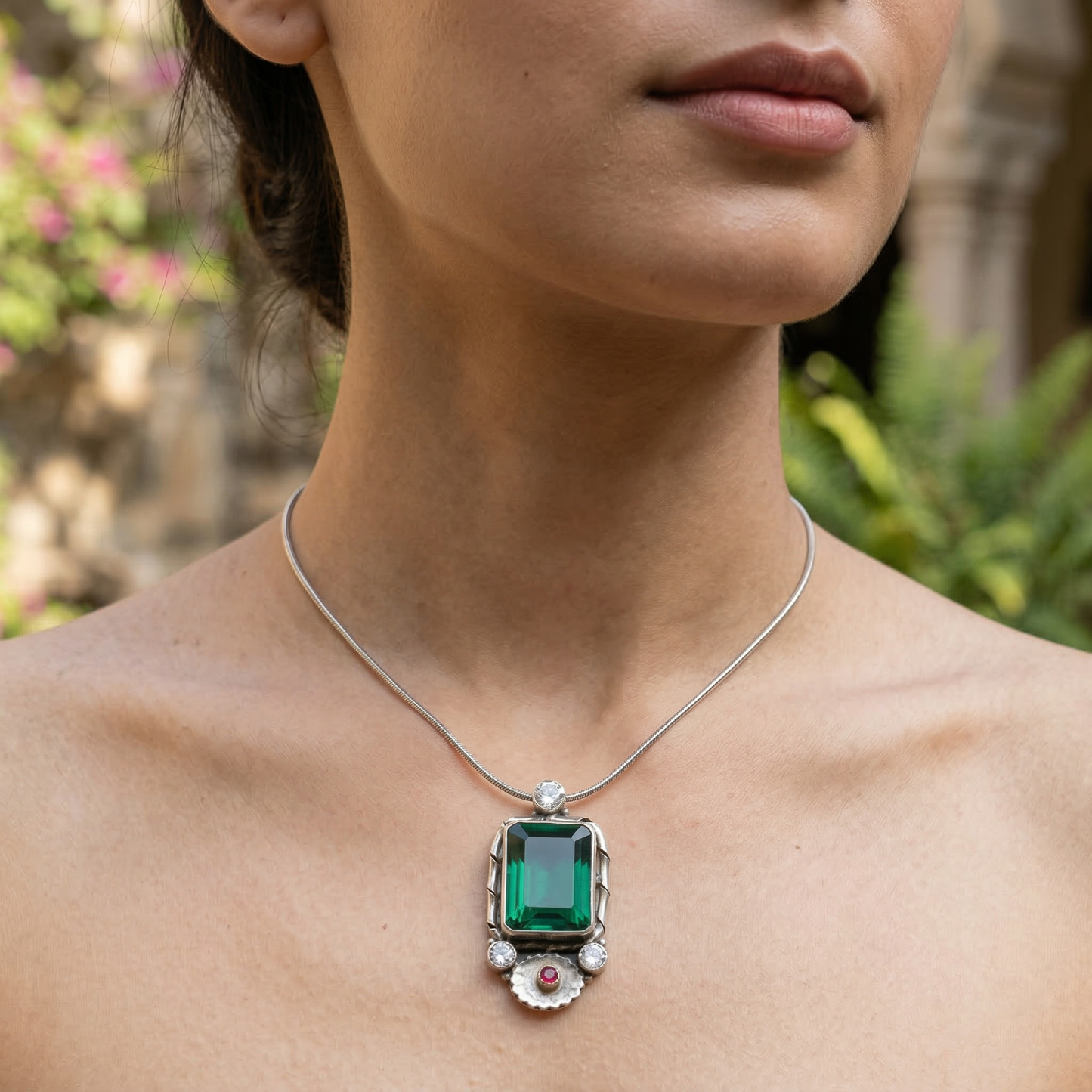 Sangeeta Boochra Royal Elegance Silver Pendant