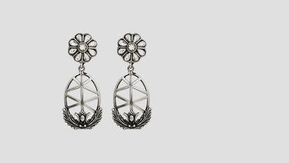 Sangeeta Boochra Floral Kundan Silver Drop Earrings