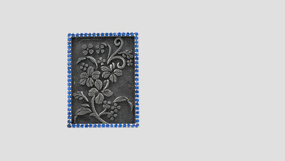 Handcrafted Oxidised Silver Heritage Floral Brooch with Blue Stone Accents | Sangeeta Boochra