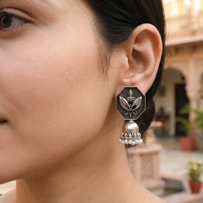 Heritage Pearl Drop Silver Earrings by Sangeeta Boochra