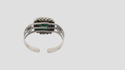 Sangeeta Boochra Royal Green Halo Silver Bracelet
