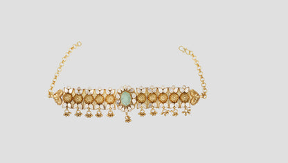 Sangeeta Boochra Artisan Gold Plated Silver Floral Statement Choker with Moissanite Detailing