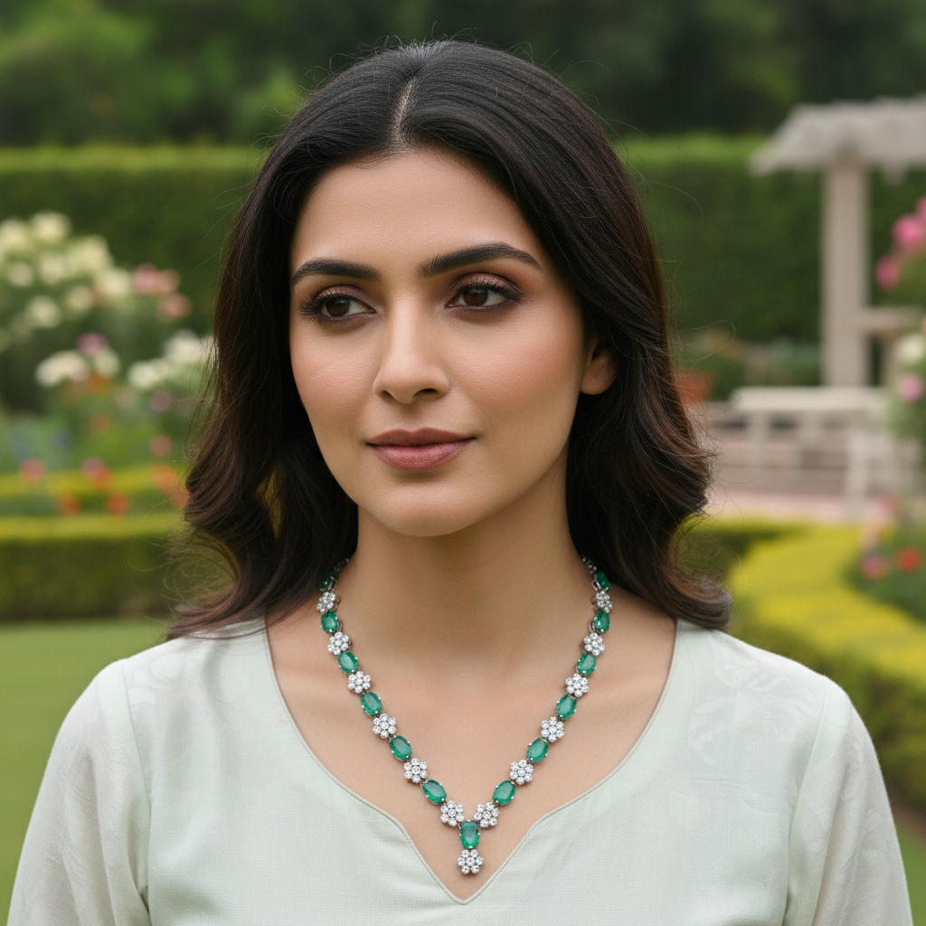Handmade Silver Floral Necklace Set – Sangeeta Boochra