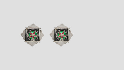 Sangeeta Boochra Handcrafted Oxidised Silver Kundan  Studs