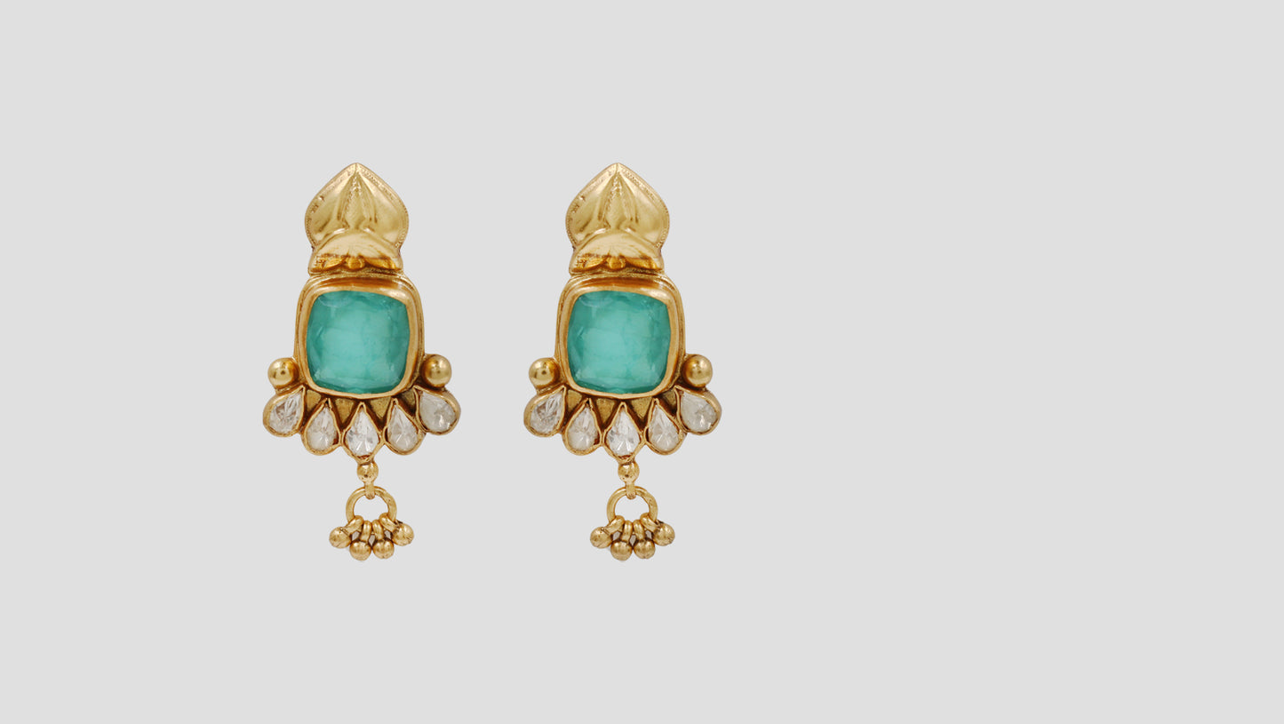 Sangeeta Boochra Gold Plated Silver Earrings with Moissanite Accents