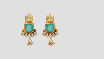 Sangeeta Boochra Gold Plated Silver Earrings with Moissanite Accents