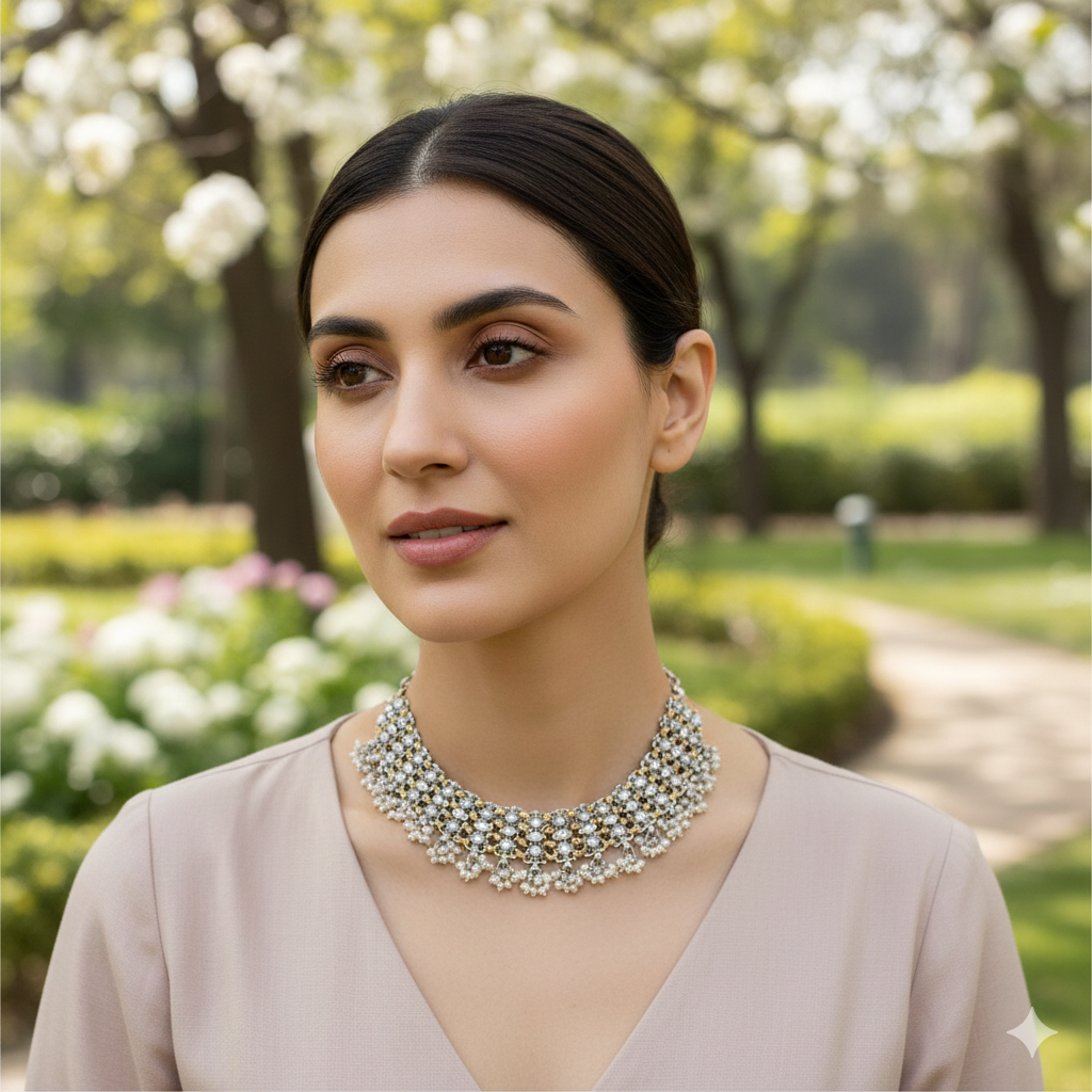 Sangeeta Boochra Handcrafted Silver Traditional Choker