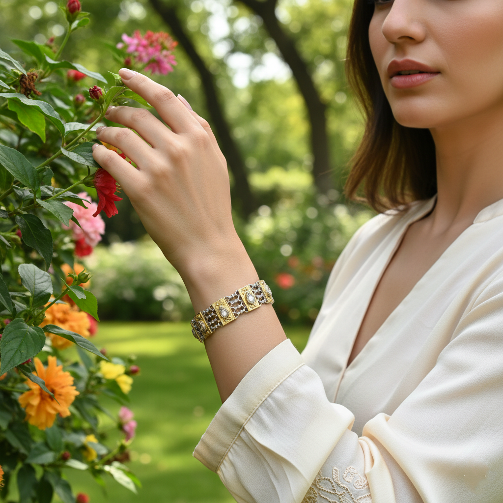 Sangeeta Boochra Antique Dual-Tone Silver Bracelet