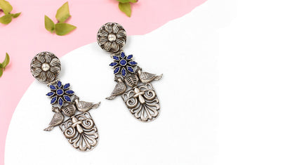 Ornamental Grace: Sangeeta Boochra Silver Handcrafted Earrings