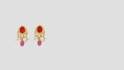 "Luminous Gold: Sangeeta Boochra Kundan-Studded Earrings "