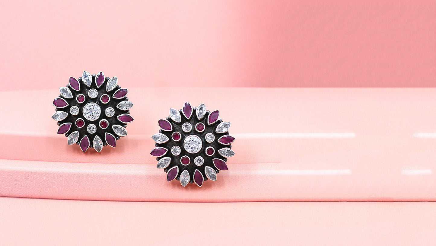 Ornate Elegance: Sangeeta Boochra Silver Handcrafted Earrings with Pendant