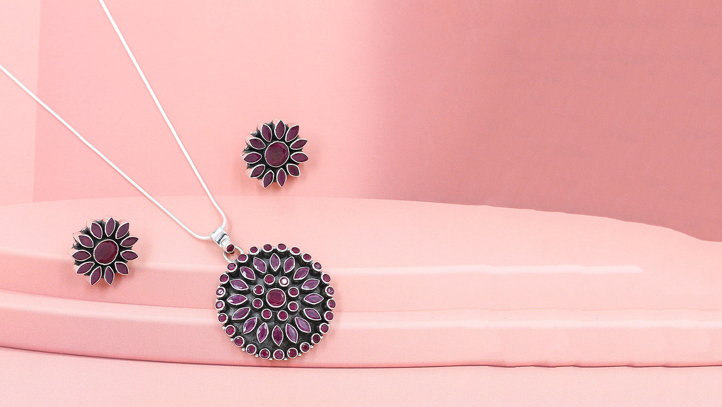 Ornate Elegance: Sangeeta Boochra Silver Handcrafted Earrings with Pendant