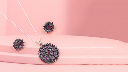 Ornate Elegance: Sangeeta Boochra Silver Handcrafted Earrings with Pendant