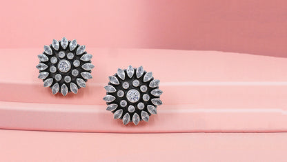 Elegant Duo: Sangeeta Boochra Silver Handcrafted Earring and Chain Pendant