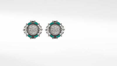 Silver Naomi Studded with Turquoise Earring