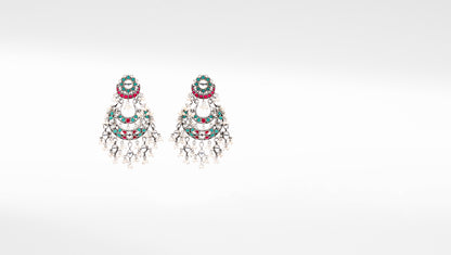 Silver Isha Kundan Earrings