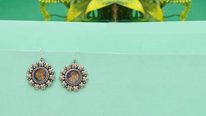 Vintage Temple Art Earrings in Sterling Silver