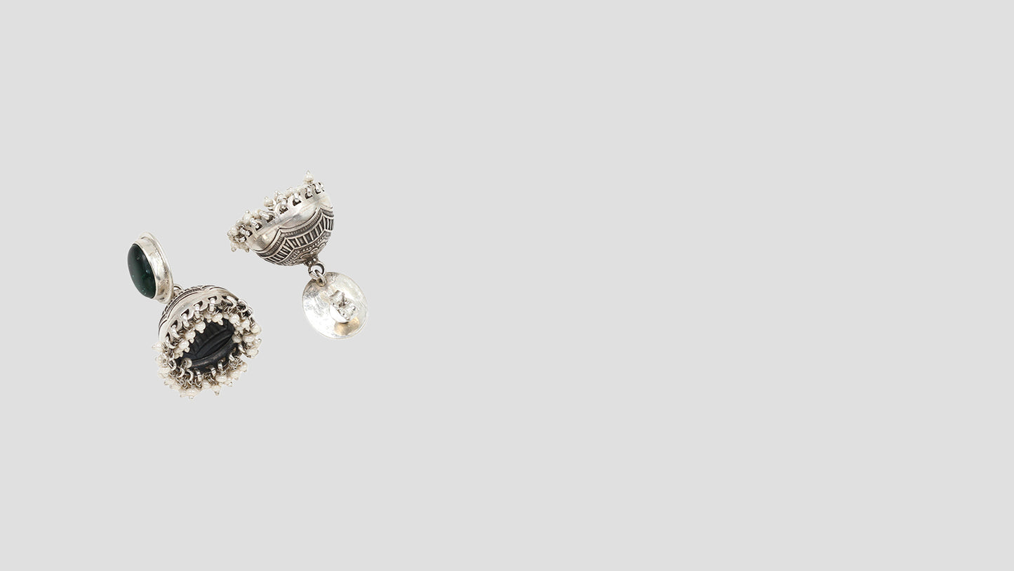 Timeless Elegance: Handcrafted Silver Jhumkas by Sangeeta Boochra