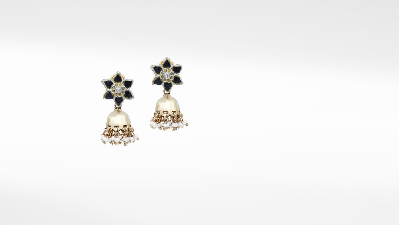 Floral Shape Gold Plated Silver Jhumki