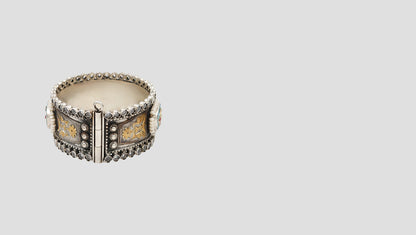 Mystical Charm: Handcrafted 925 Silver Bangle with Divine Accents