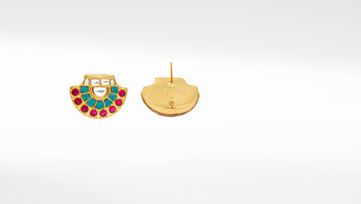 Handcrafted Silver Earrings embellished with Kundan and Gold Plating
