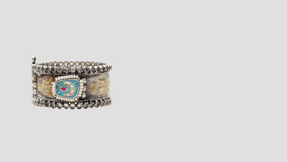 Mystical Charm: Handcrafted 925 Silver Bangle with Divine Accents